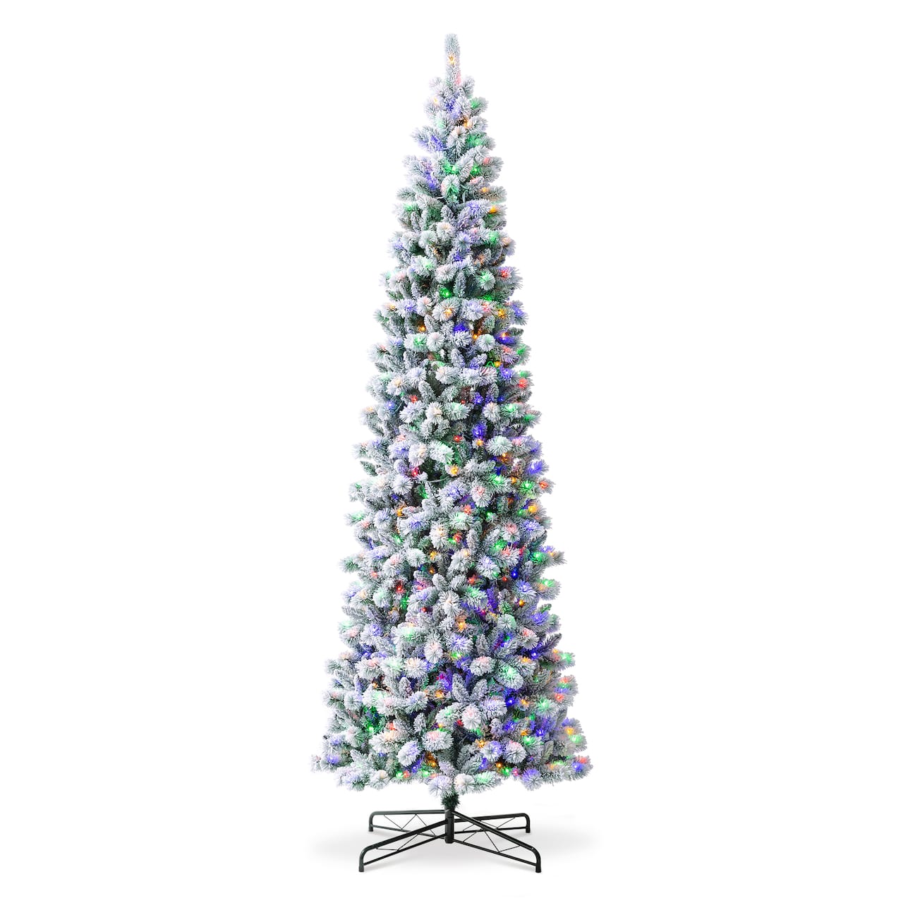 11ft. Pre-Lit Flocked Green Pine Artificial Christmas Tree, Color Changing Lights